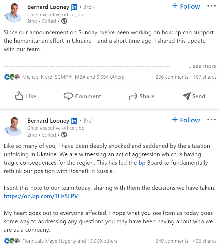 bernard-looney-crisis-social-media-digital-leadership-LinkedIn-example